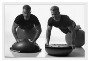 Figura 4: esempio di push-up con appoggio su fitball e Bosu 
